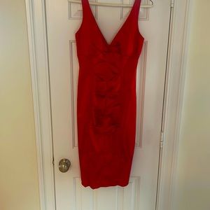 Red satin dress,